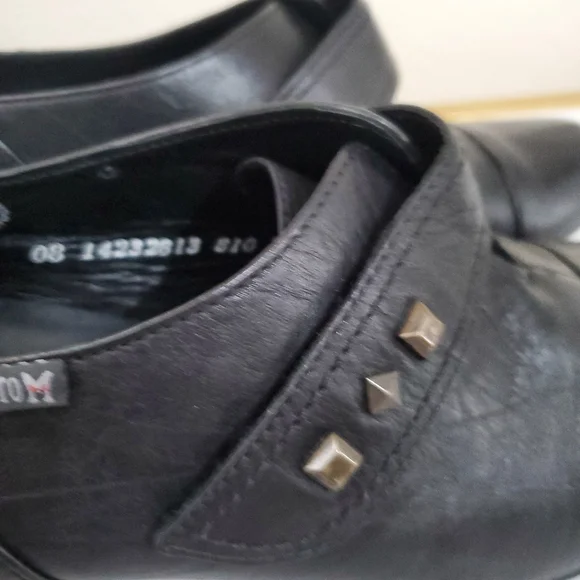 Mephisto Black Leather Round Toe Chunky Heel Velcro Strap Women's Shoe 5 1/2 8 - Picture 6 of 15
